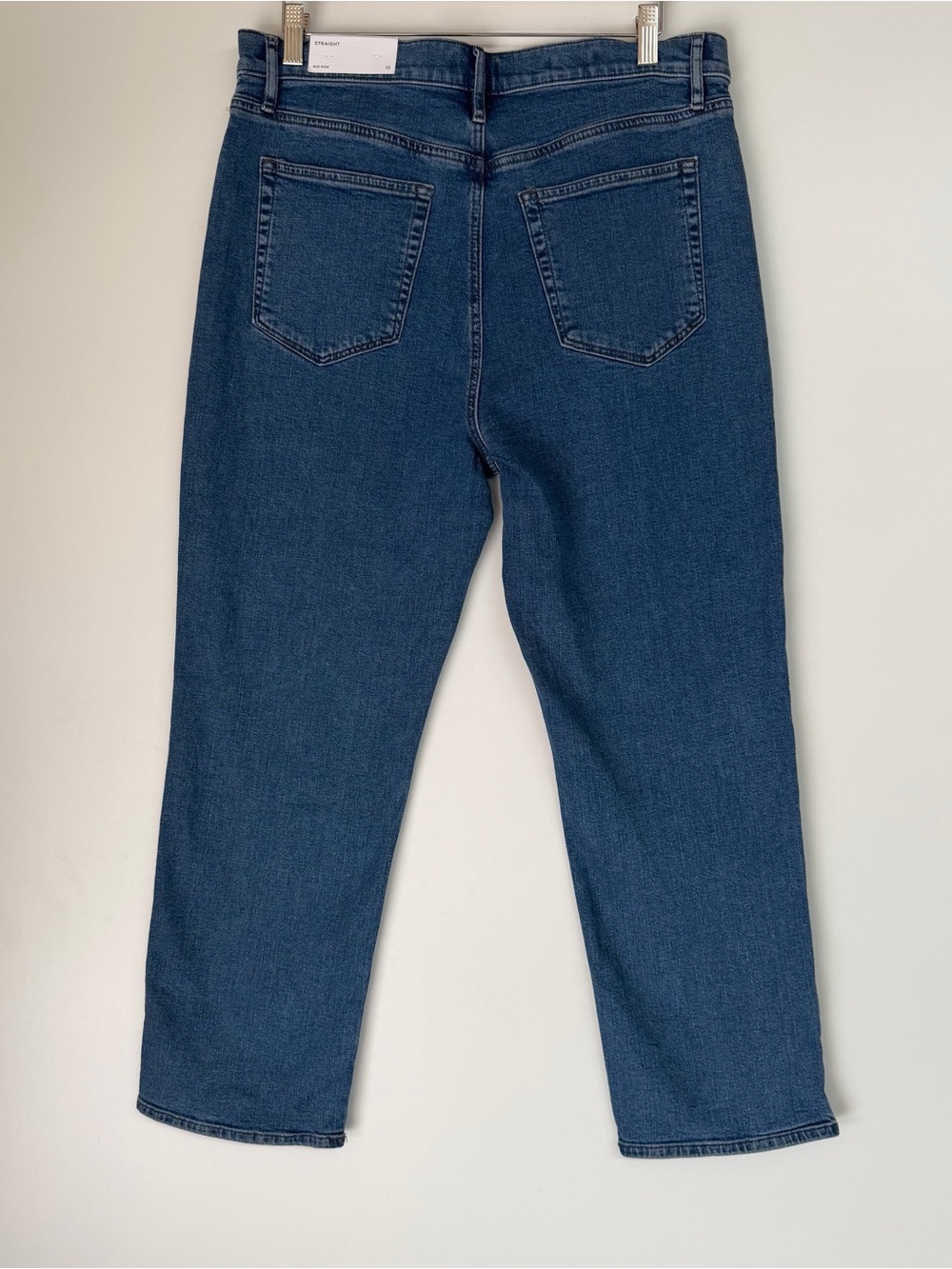 LOFT Mid-Rise Straight Leg Jeans - Dark Blue - Picture 5 of 9